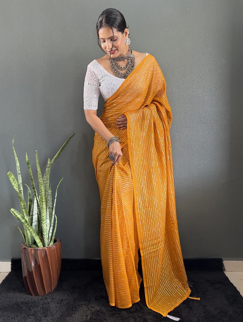women striped printed saree with blouse - 22041801 - Standard Image - 3