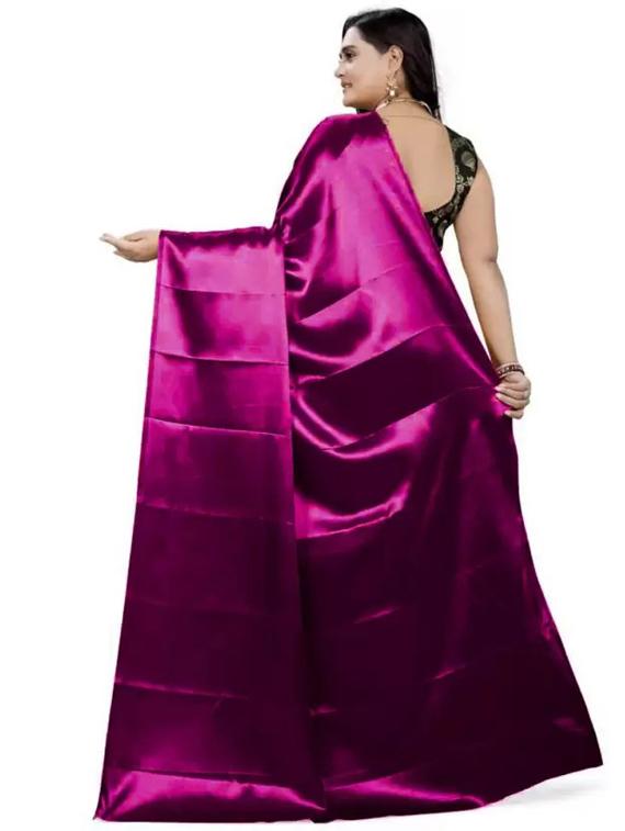 women solid plain saree with blouse - 22041839 - Standard Image - 3