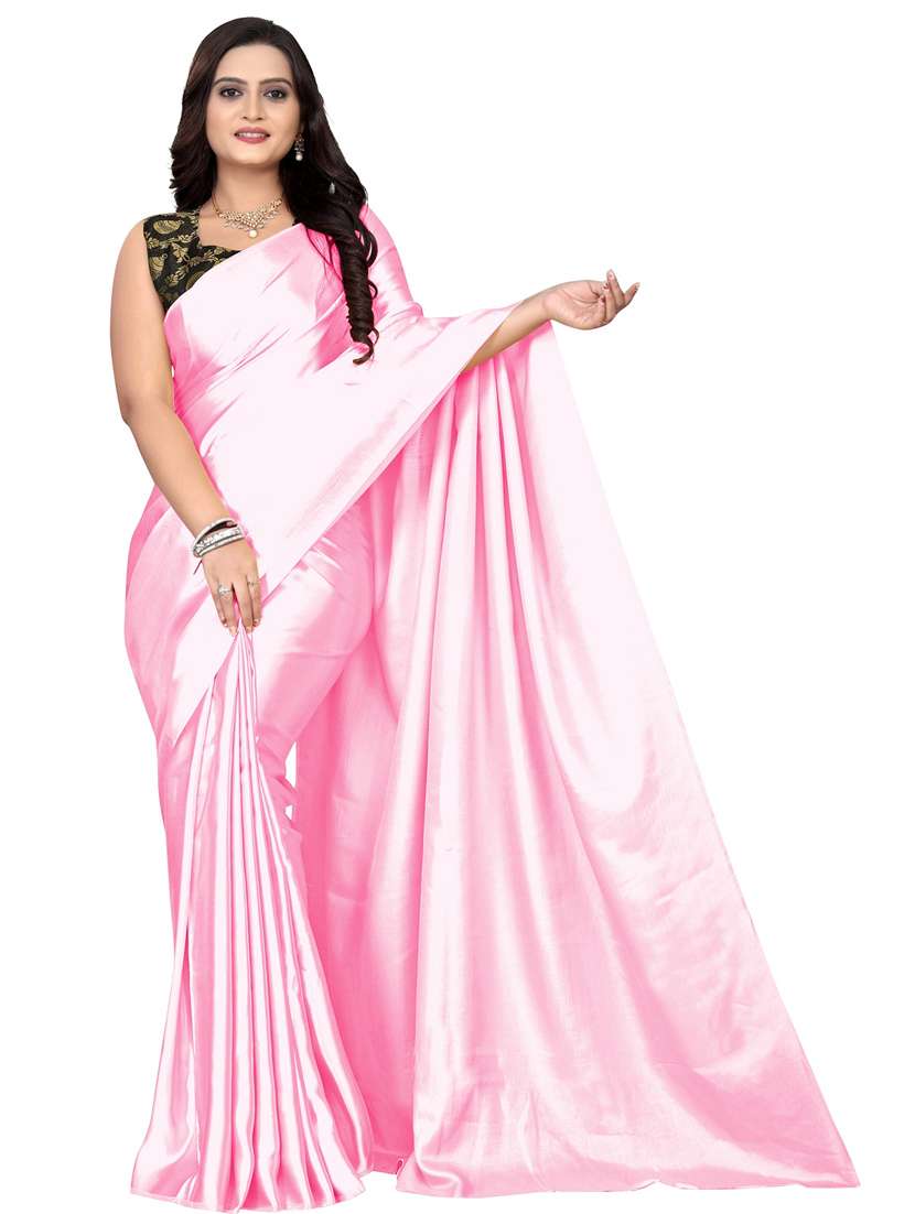 women solid plain saree with blouse