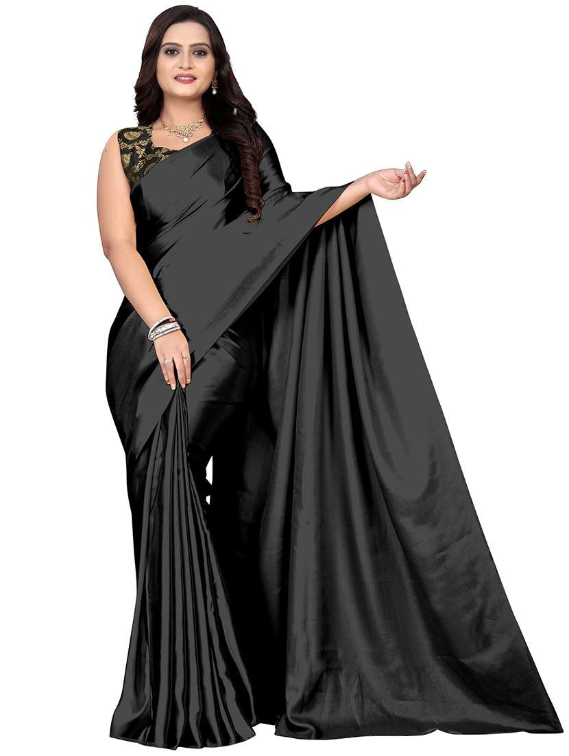 women solid plain saree with blouse