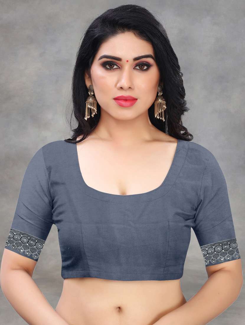 women solid with work embroidered saree with blouse - 22041847 - Standard Image - 5