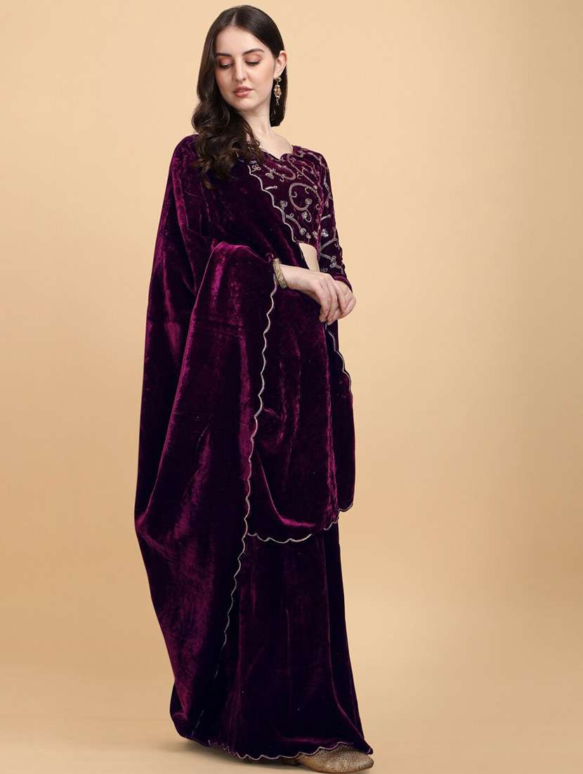 women solid plain saree with blouse - 22041864 -  Standard Image - 3