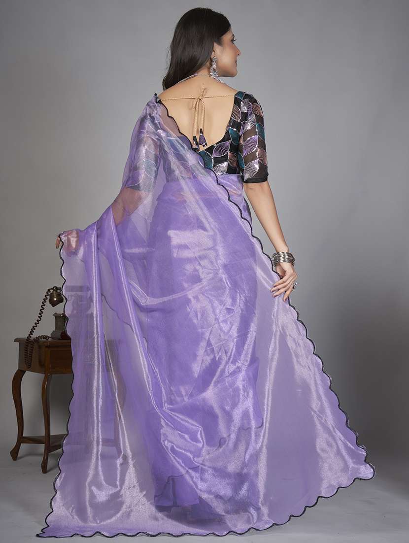 women solid plain saree with blouse - 22041894 -  Standard Image - 5