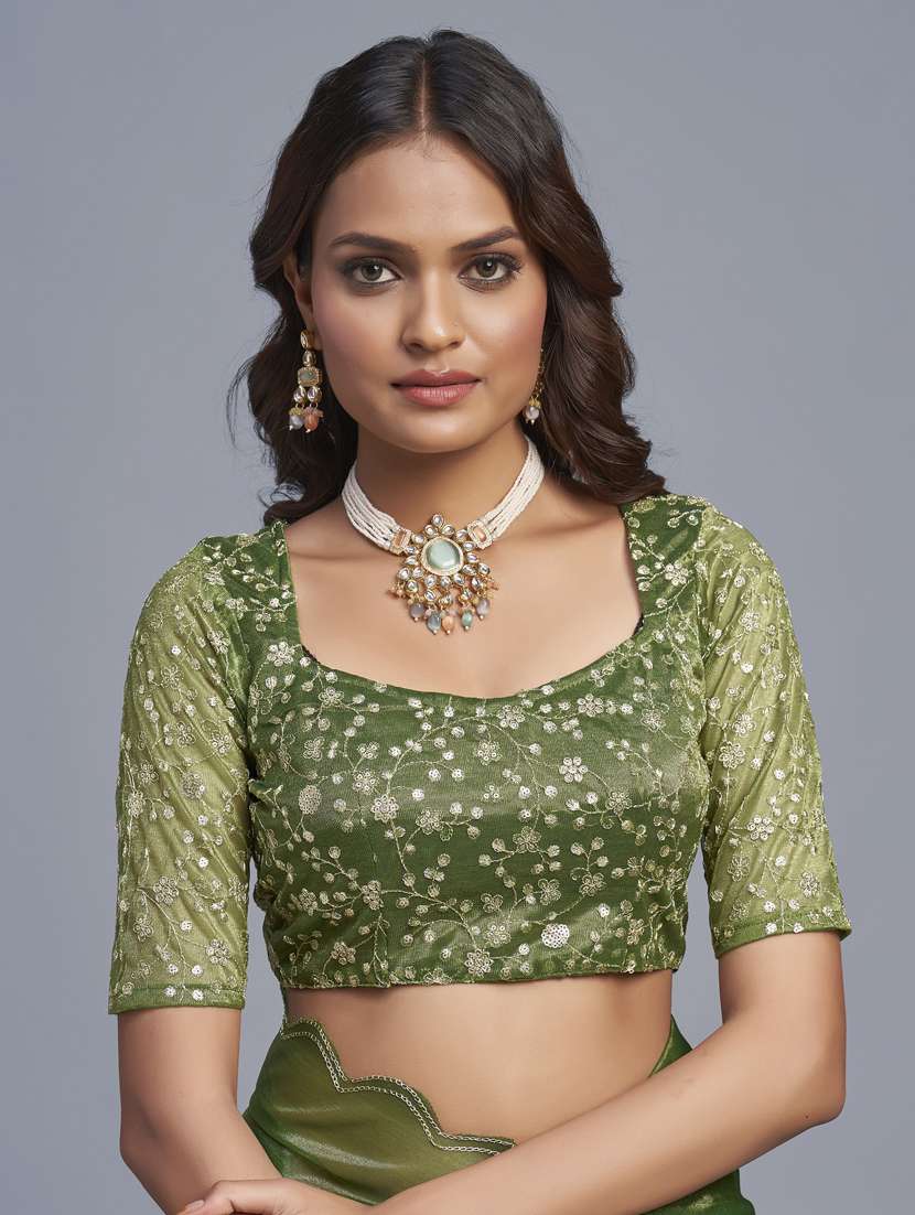 women solid plain saree with blouse - 22041896 - Standard Image - 5