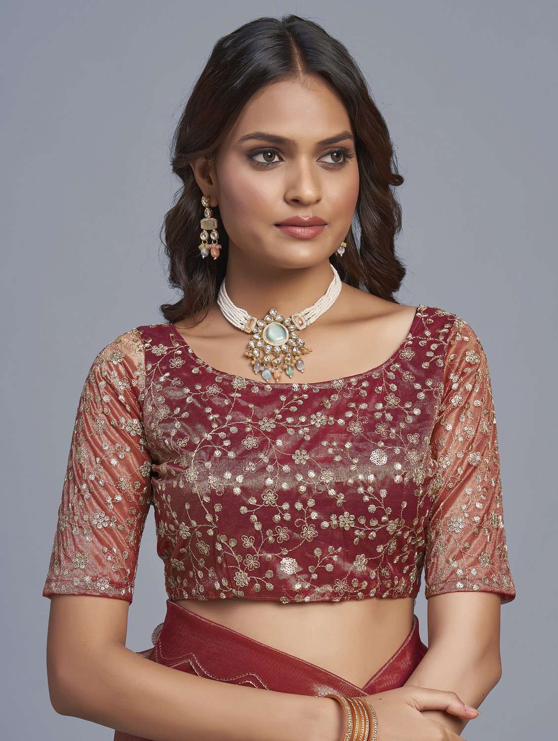 women solid plain saree with blouse - 22041897 -  Standard Image - 5