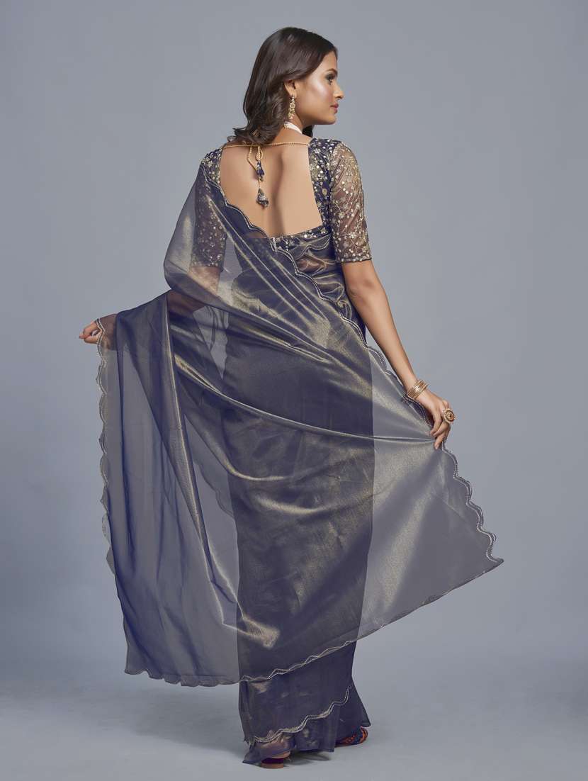 women solid plain saree with blouse - 22041898 -  Standard Image - 3