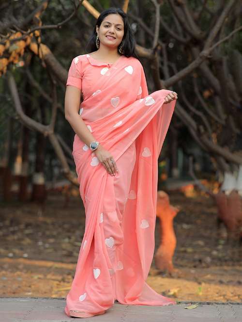 women solid with work embroidered saree with blouse - 22041911 -  Standard Image - 0