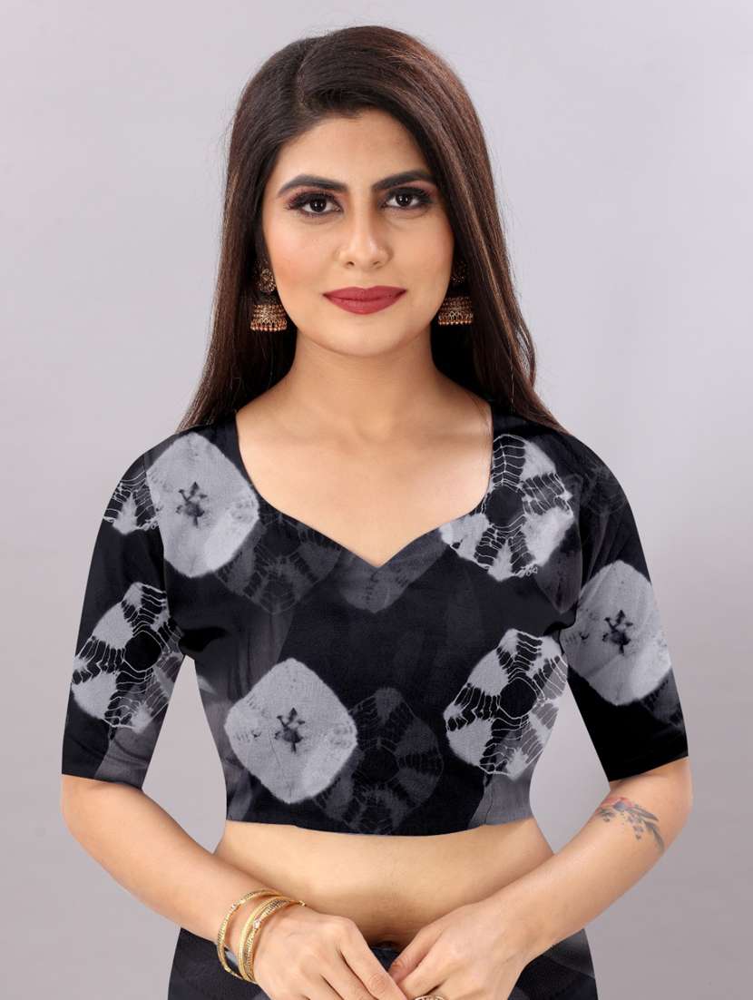 women tie & dye printed saree with blouse - 22041922 - Standard Image - 3