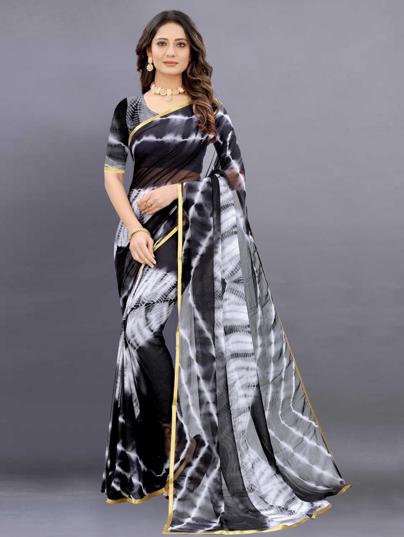 women tie & dye printed saree with blouse - 22041923 - Zoom Image - 0