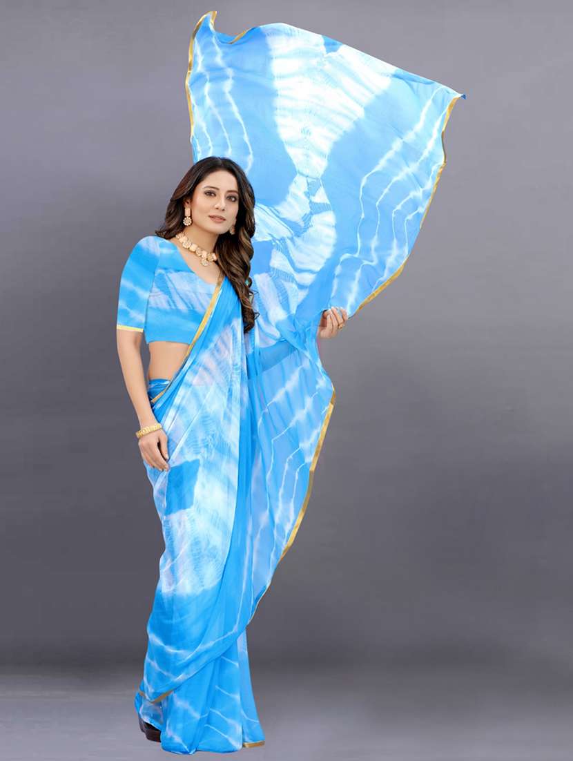 women tie & dye printed saree with blouse - 22041925 - Standard Image - 3