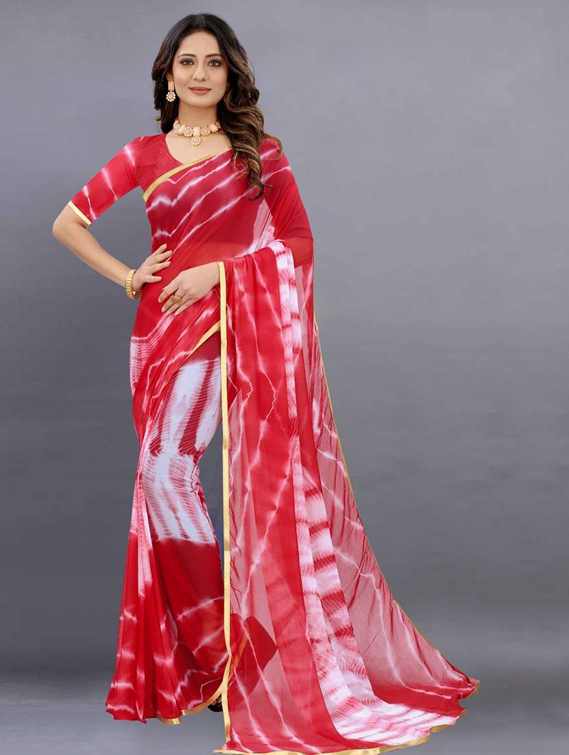 women tie & dye printed saree with blouse - 22041926 -  Zoom Image - 0