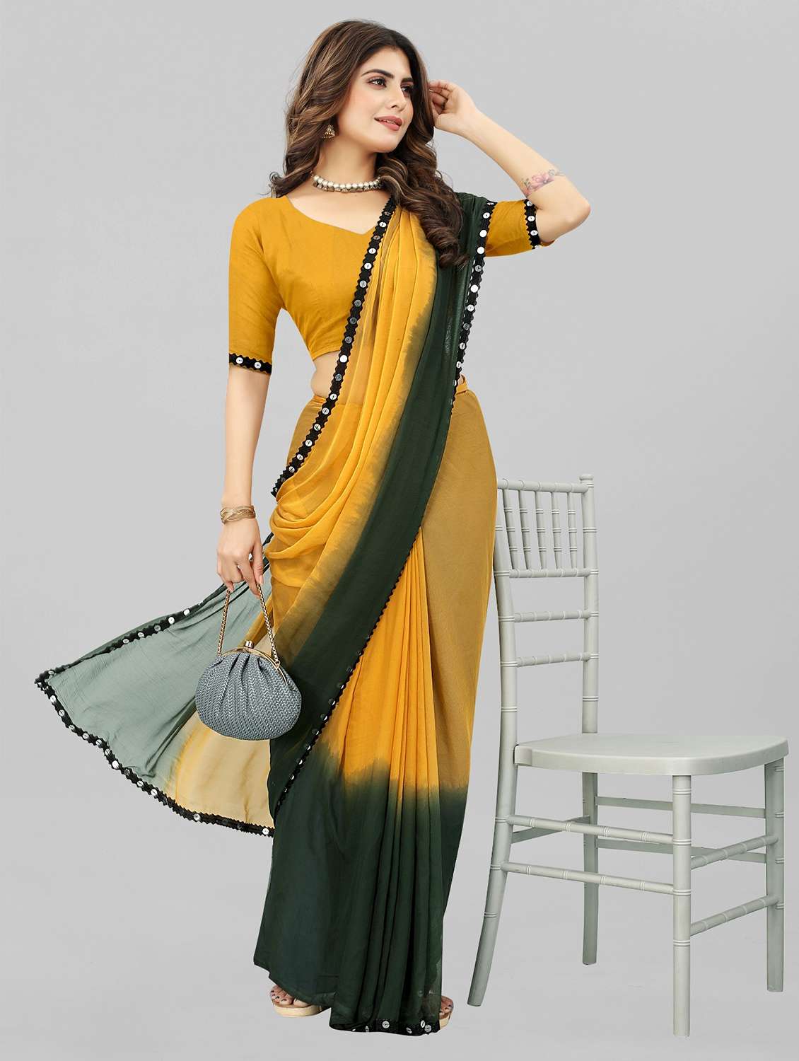 women ombre printed saree with blouse - 22041930 - Zoom Image - 0
