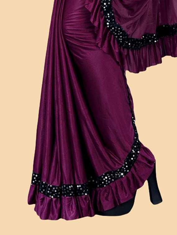 women solid with bordered ready to wear saree with blouse - 22041943 - Standard Image - 3