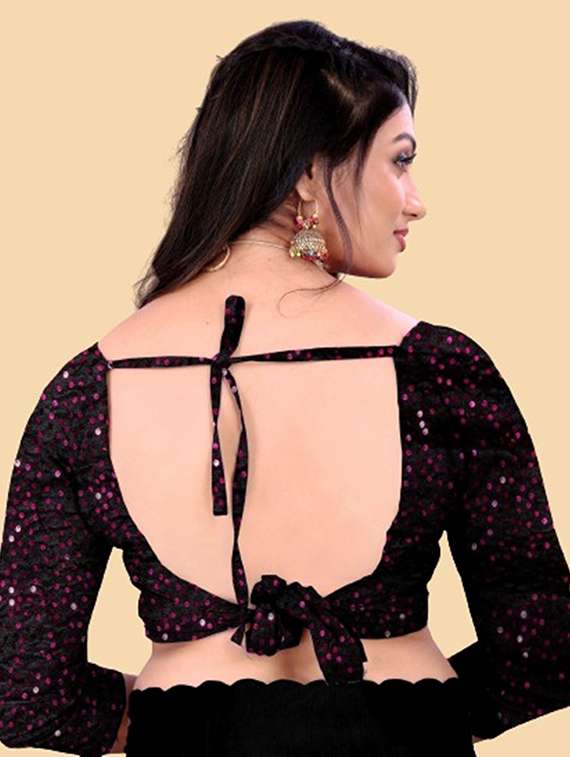 women solid with bordered ready to wear saree with blouse - 22041943 - Standard Image - 5