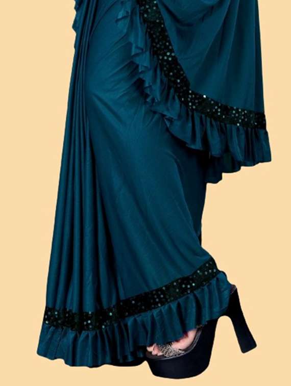 women solid with bordered ready to wear saree with blouse - 22041947 - Standard Image - 5