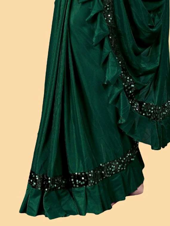 women solid with bordered ready to wear saree with blouse - 22041950 - Standard Image - 3