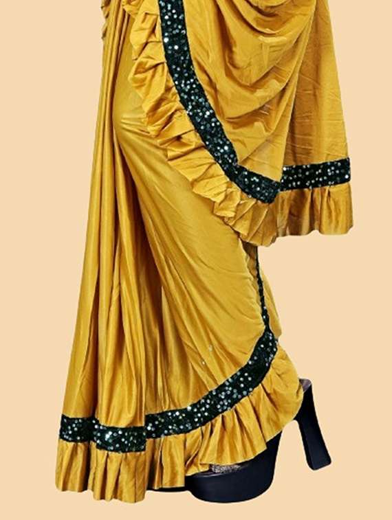 women solid with bordered ready to wear saree with blouse - 22041952 - Standard Image - 3