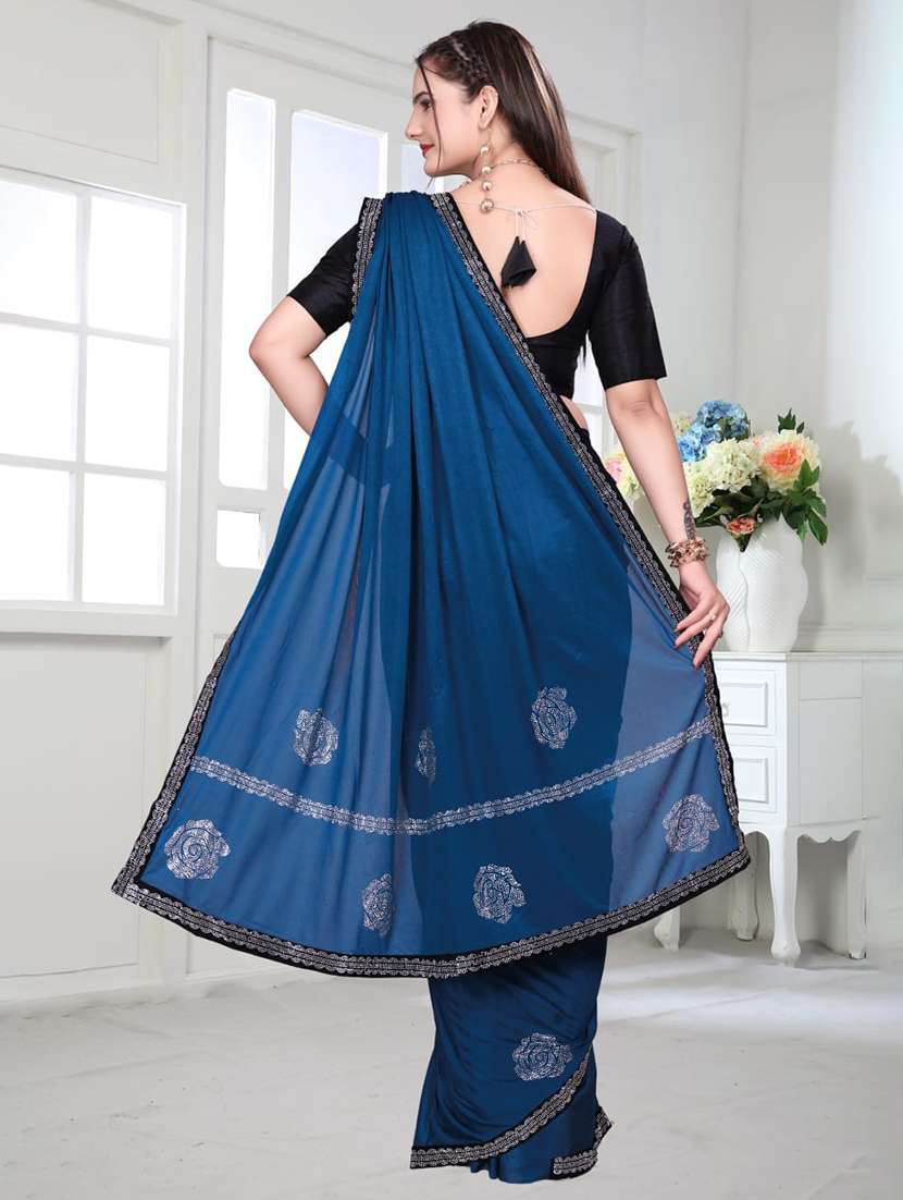 women printed bordered saree with blouse - 22041957 - Standard Image - 3