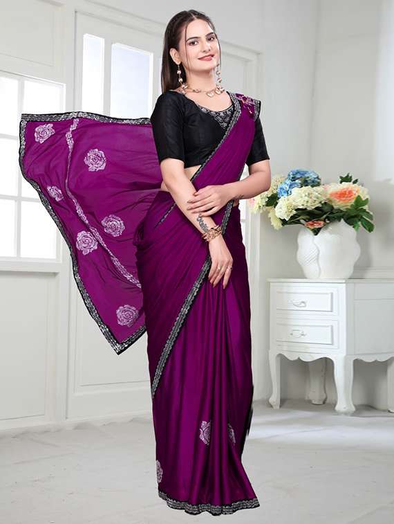 women printed bordered saree with blouse - 22041959 - Standard Image - 3
