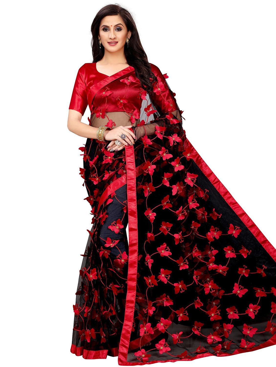 women solid with work embellished saree with blouse - 22041967 - Zoom Image - 0