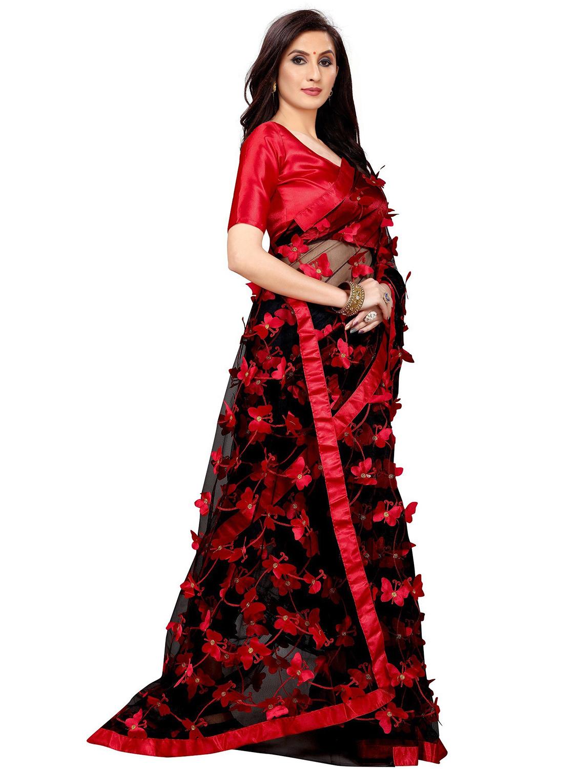 women solid with work embellished saree with blouse - 22041967 - Standard Image - 3