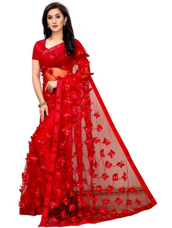 women solid with work embellished saree with blouse - 22041972 - Zoom Image - 0