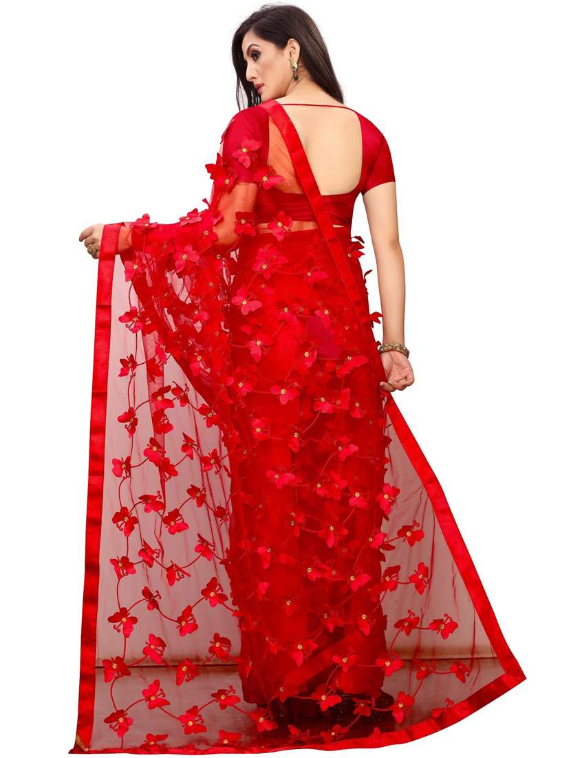 women solid with work embellished saree with blouse - 22041972 - Standard Image - 3