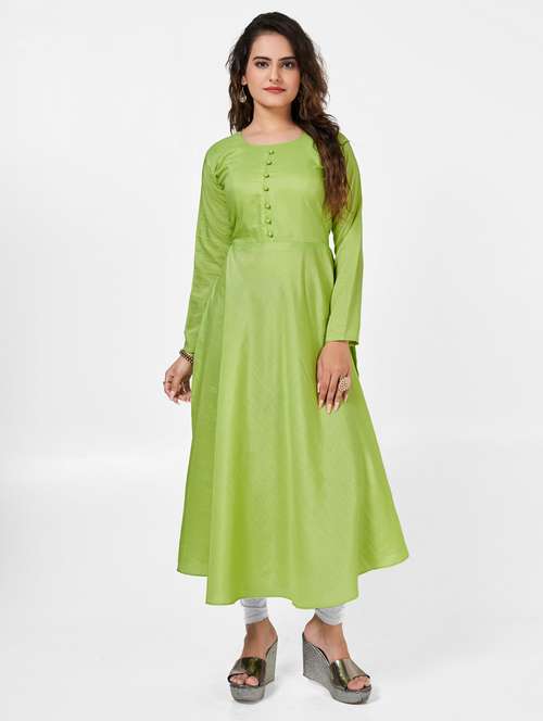 multi colored silk straight kurti - 22041988 - Standard Image - 0