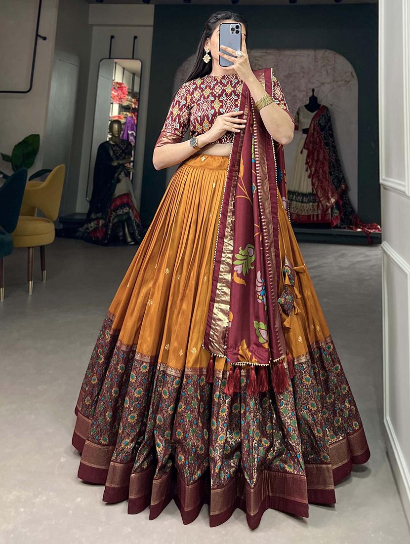 women printed flared unstitched lehenga - 22041999 - Zoom Image - 0