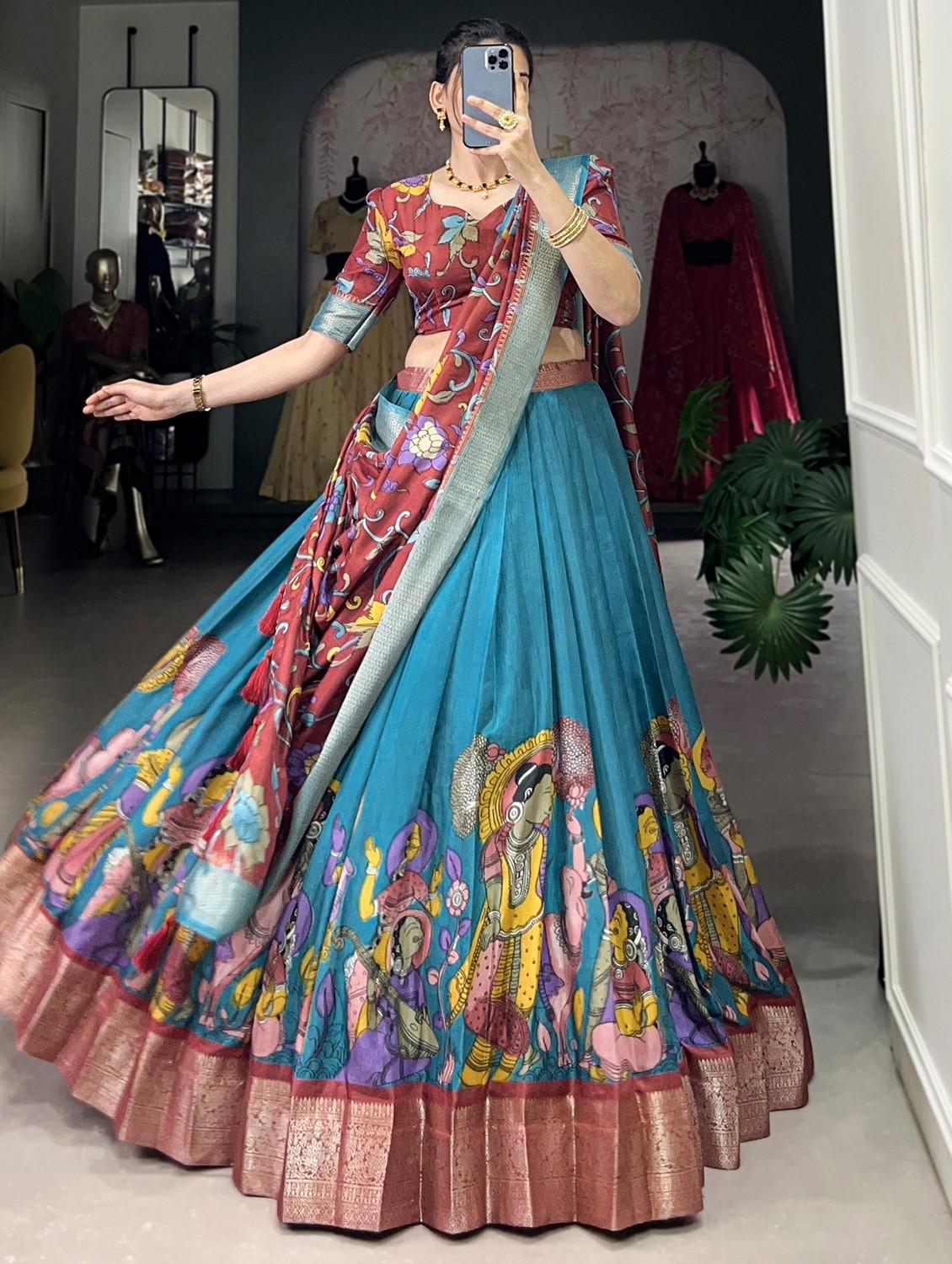 women printed flared lehenga choli with duppata set - 22042003 - Zoom Image - 0