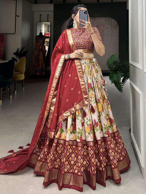 women printed flared lehenga choli with duppata set - 22042008 - Standard Image - 0
