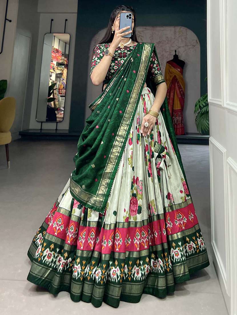women printed flared unstitched lehenga - 22042013 - Standard Image - 3
