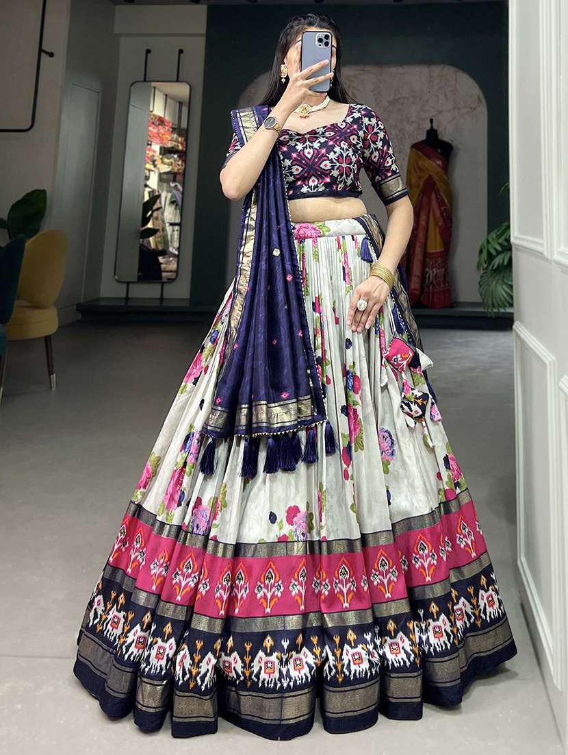 women printed flared unstitched lehenga - 22042014 - Zoom Image - 0
