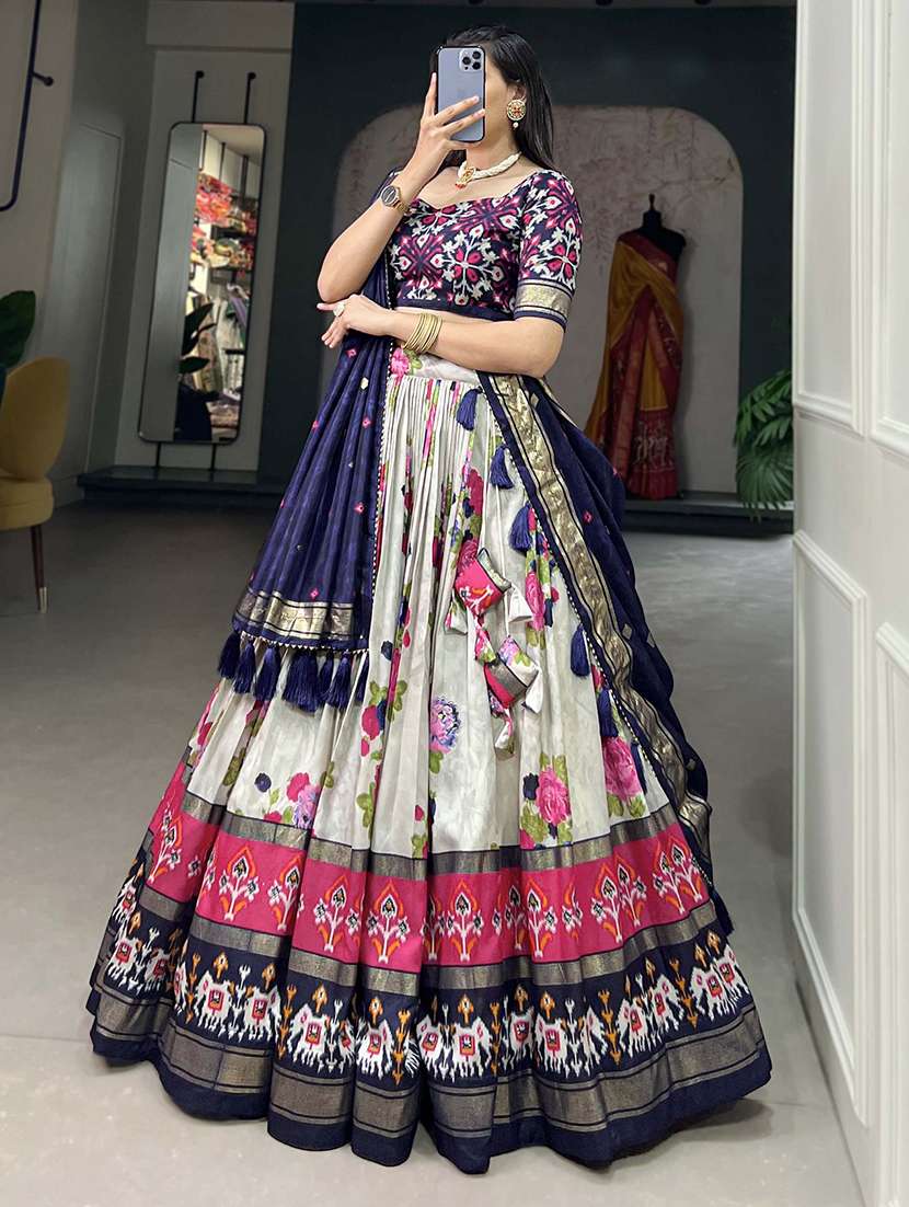women printed flared unstitched lehenga - 22042014 - Standard Image - 3