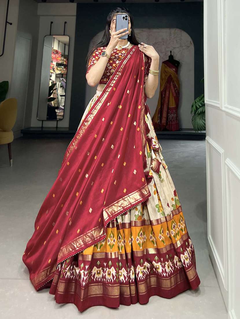 women printed flared unstitched lehenga - 22042016 - Zoom Image - 0