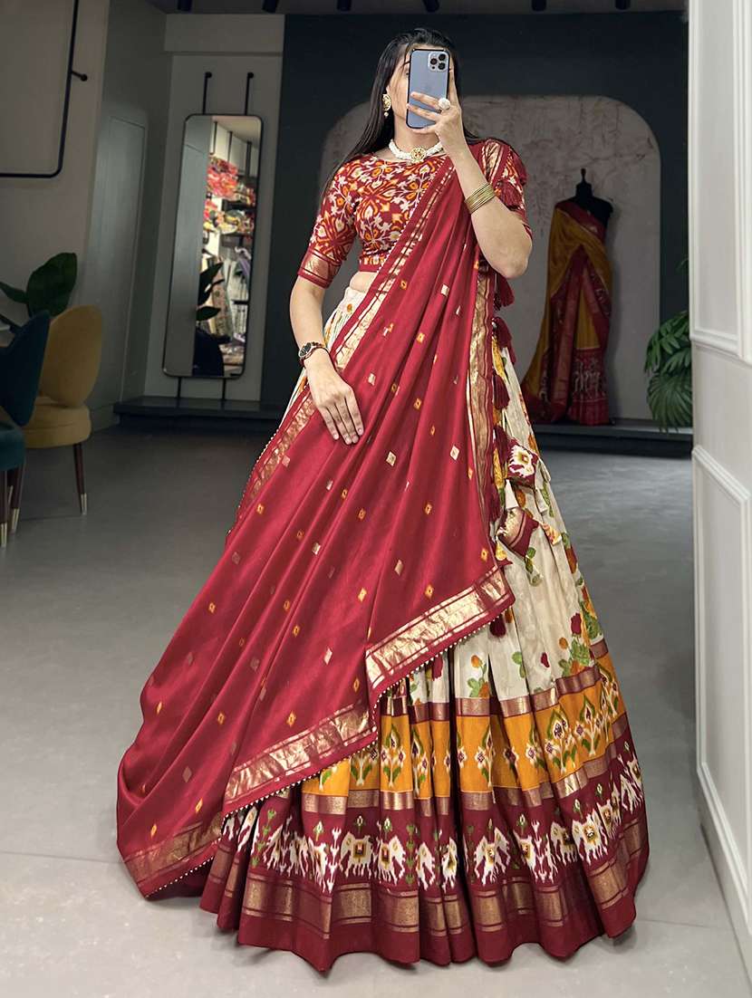 women printed flared unstitched lehenga - 22042016 - Standard Image - 3