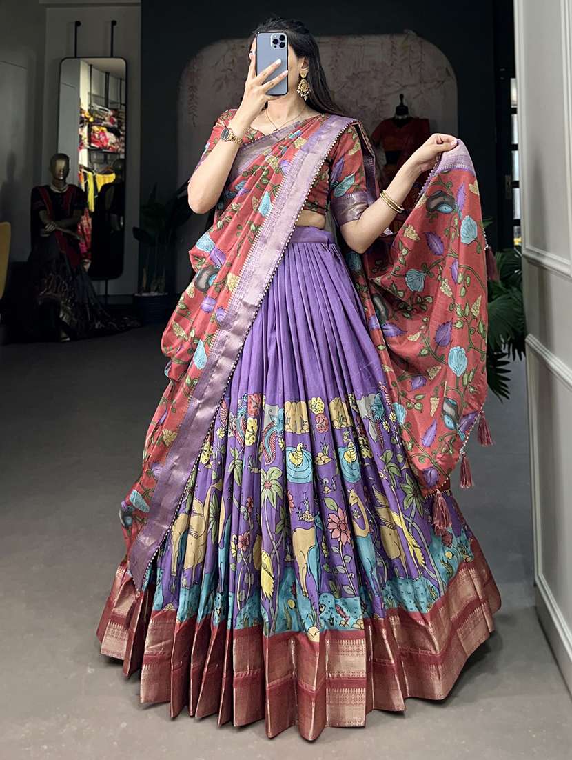 women printed flared unstitched lehenga - 22042024 -  Standard Image - 3