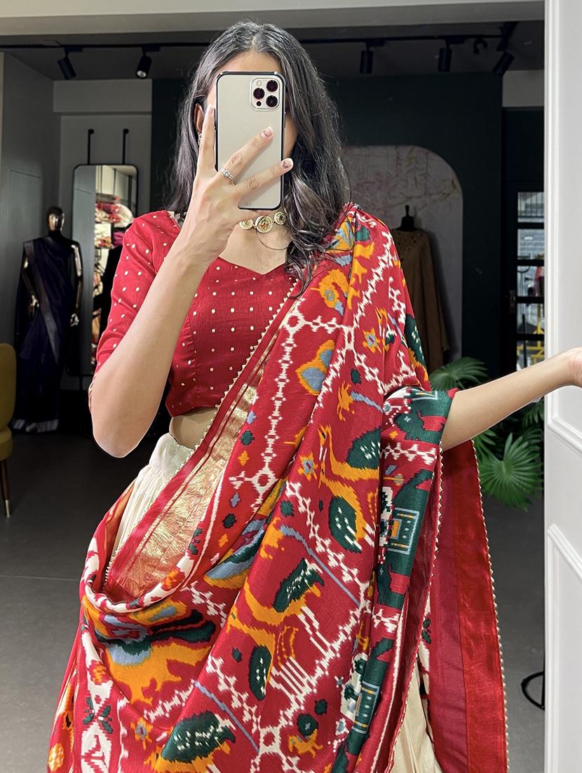 women printed flared unstitched lehenga - 22042042 - Standard Image - 3