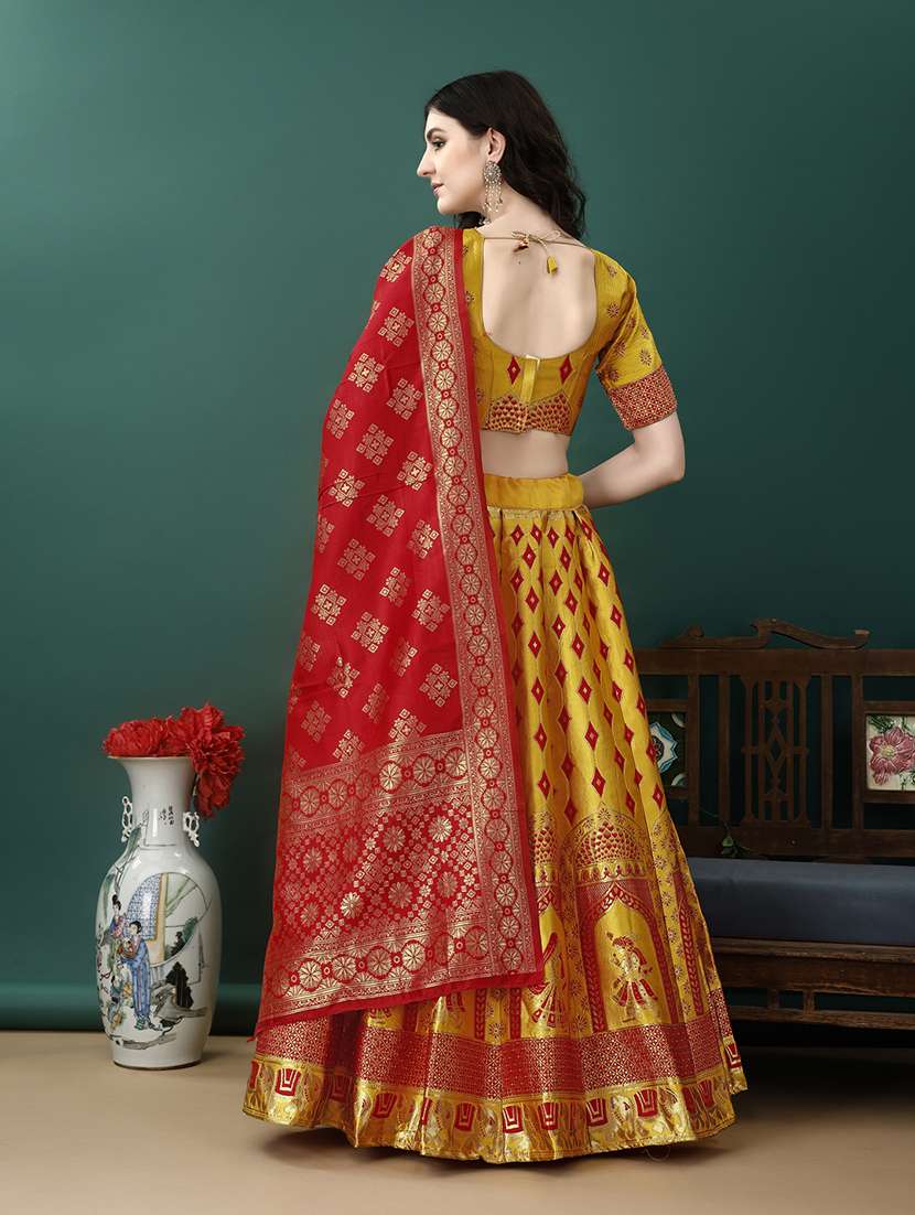 women self design flared unstitched lehenga - 22042085 -  Standard Image - 3
