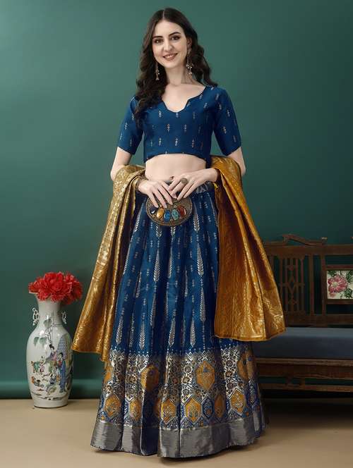 women self design flared unstitched lehenga - 22042091 -  Standard Image - 0