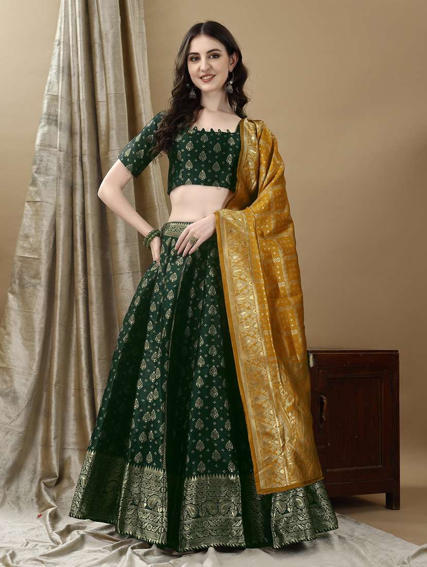 women self design flared unstitched lehenga - 22042094 -  Zoom Image - 0