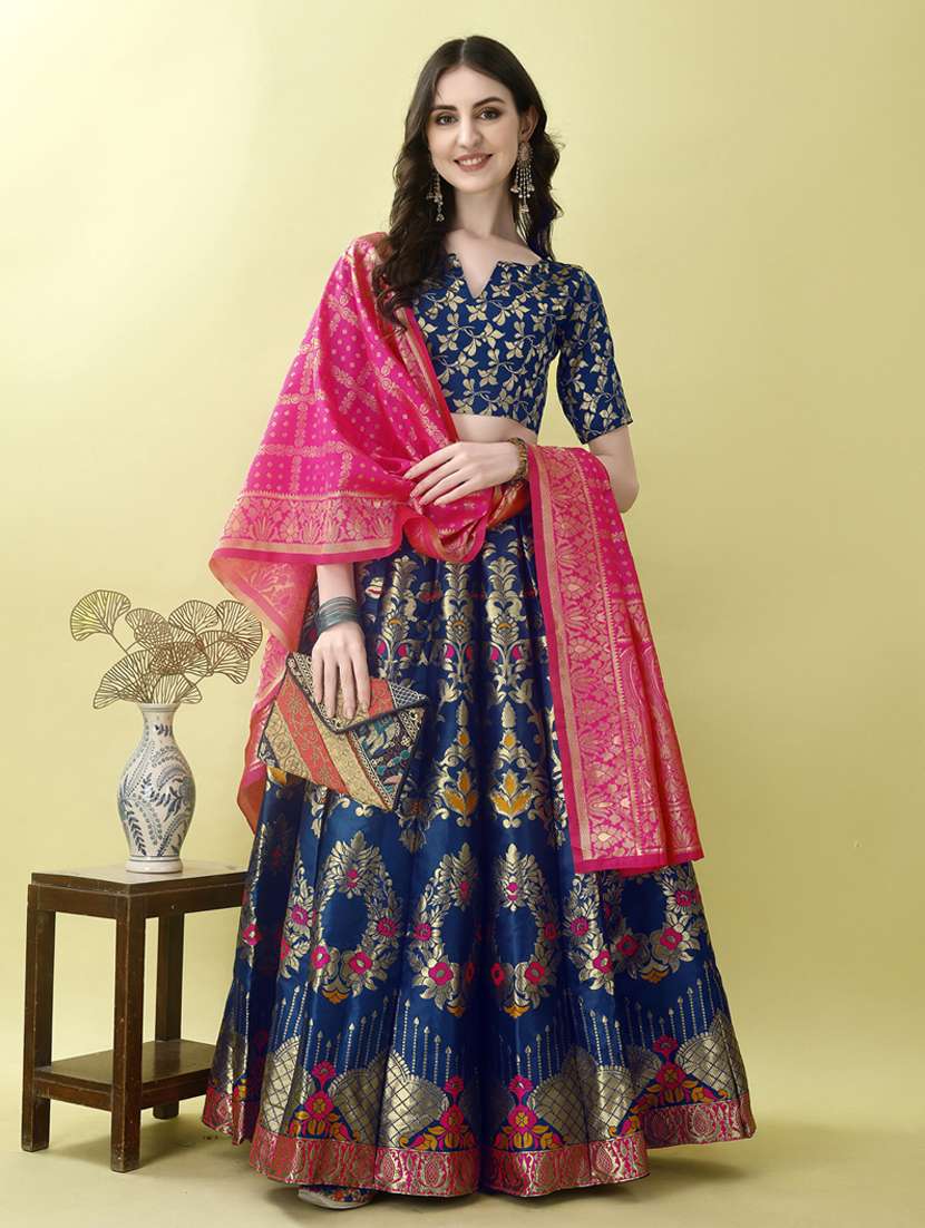 women self designed flared lehenga choli with duppata set - 22042101 - Zoom Image - 0