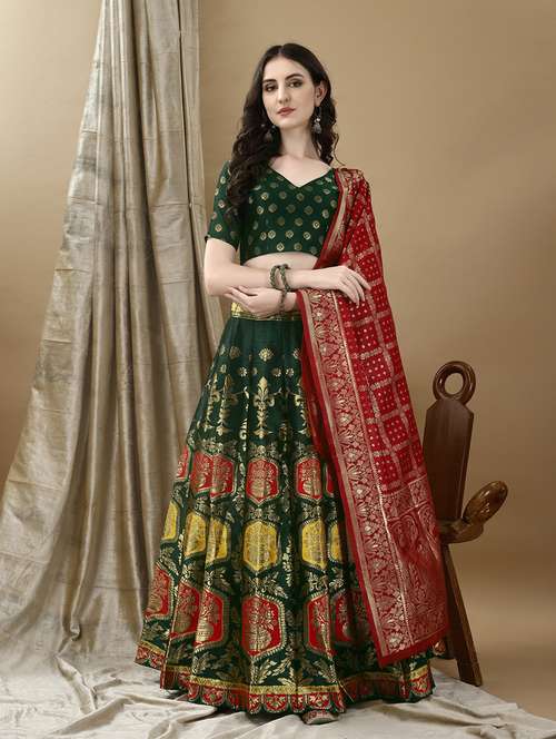 women self design flared unstitched lehenga - 22042105 -  Standard Image - 0