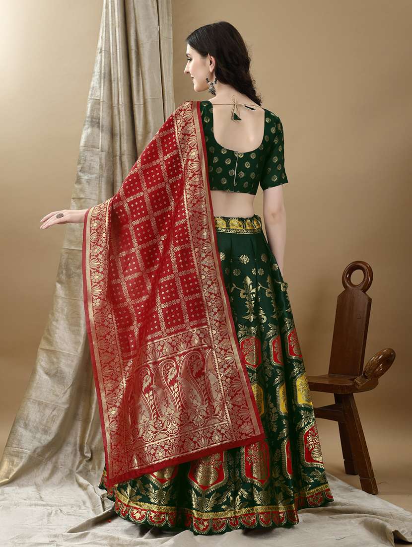 women self design flared unstitched lehenga - 22042105 - Standard Image - 3