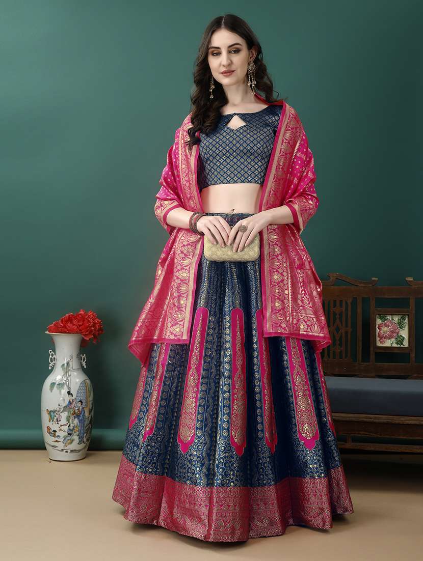 women self design flared unstitched lehenga - 22042107 - Zoom Image - 0