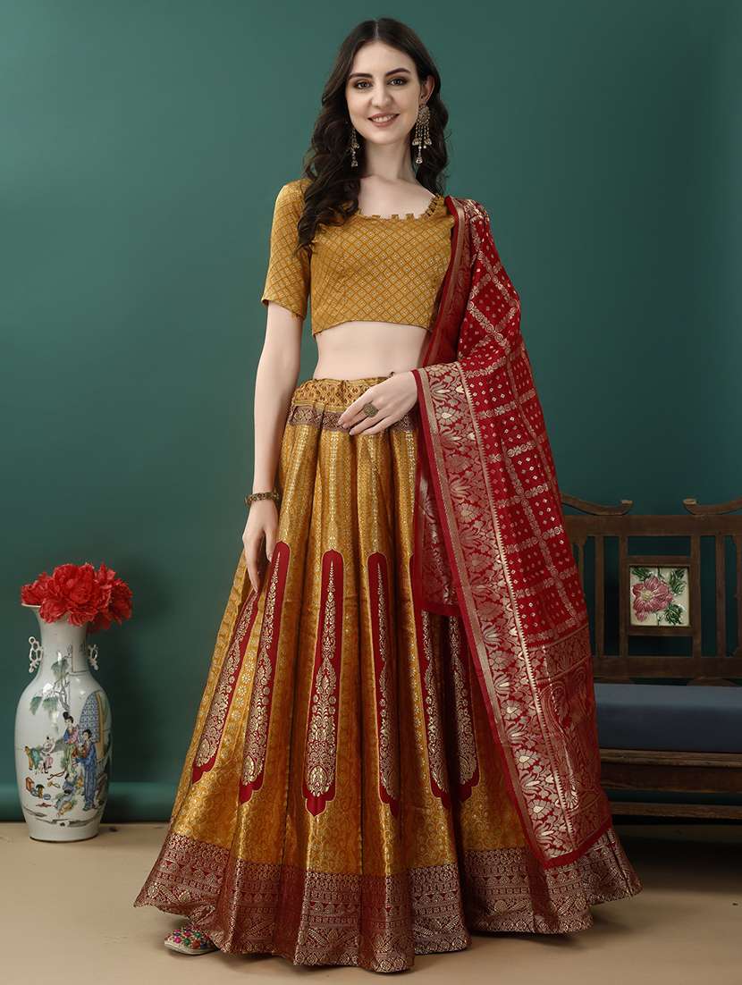 women self design flared unstitched lehenga - 22042110 -  Zoom Image - 0