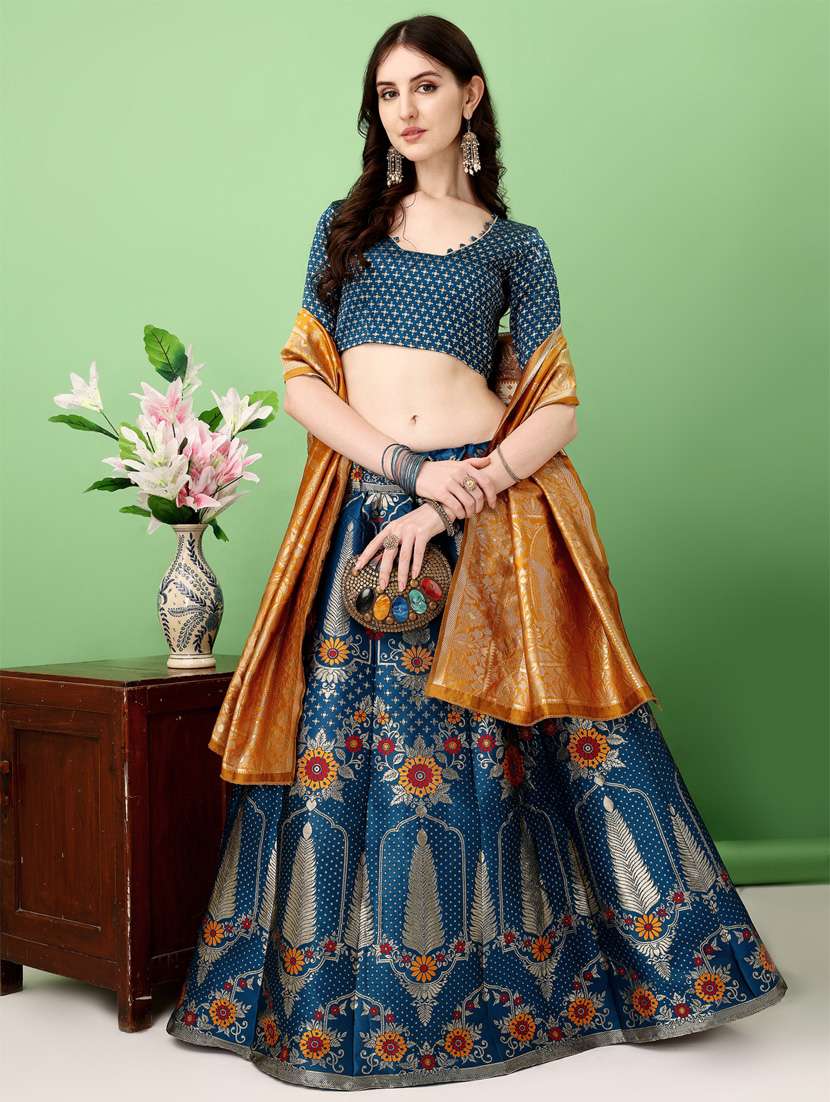 women self designed flared lehenga choli with duppata set - 22042119 -  Zoom Image - 0