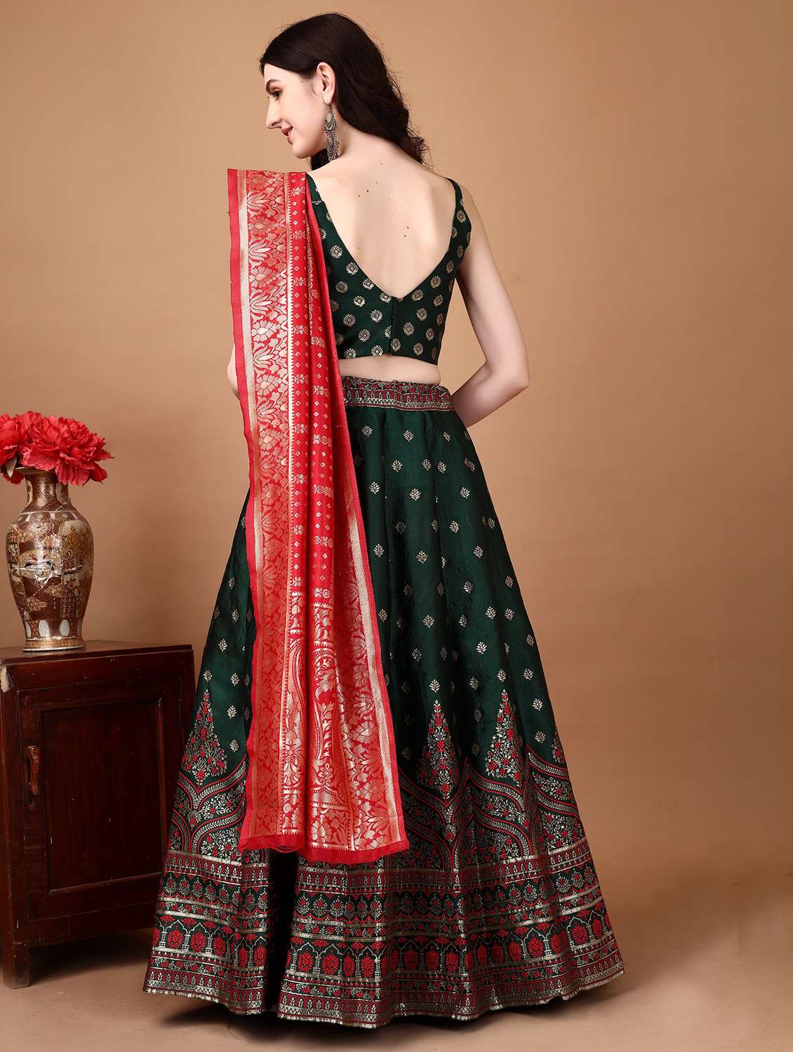 women self designed flared lehenga choli with duppata set - 22042134 - Standard Image - 3