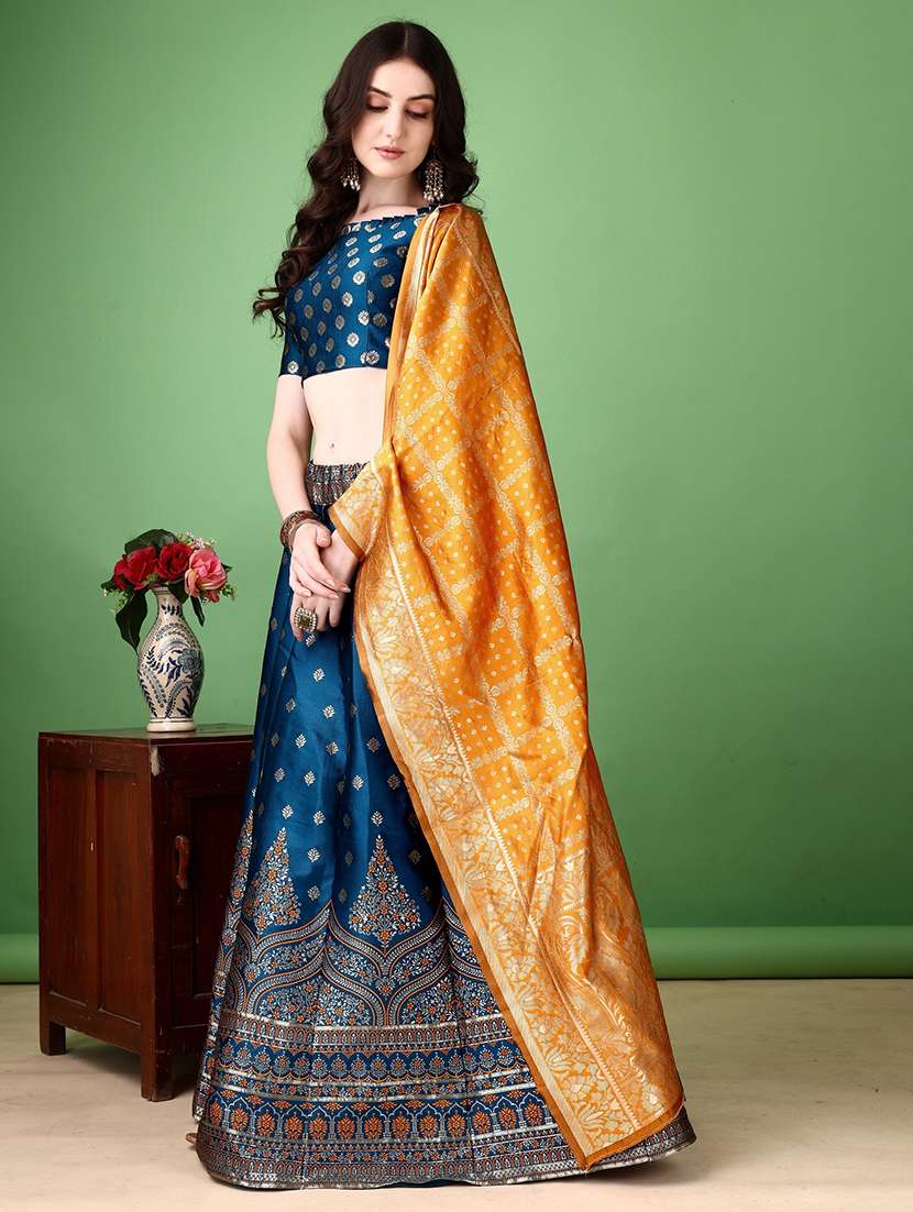 women self design flared unstitched lehenga - 22042136 - Standard Image - 3