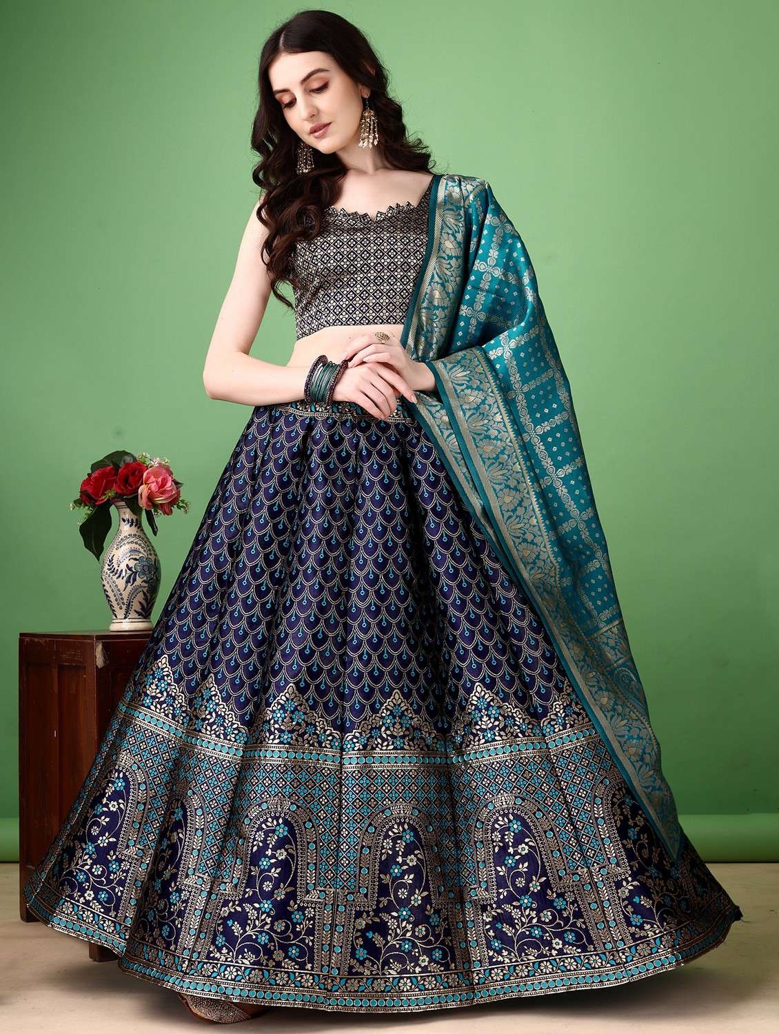 women self designed flared lehenga choli with duppata set - 22042138 -  Standard Image - 3